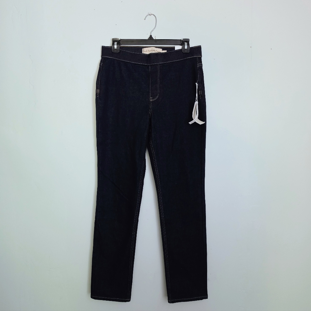 Soft Surroundings Ultimate Denim Pull On Slim Leg Jeans - Dark Wash